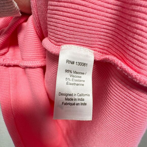 L Space Lani Pink Guava Ruched Mini Short Sleeve Stretch Dress Medium - Picture 5 of 9